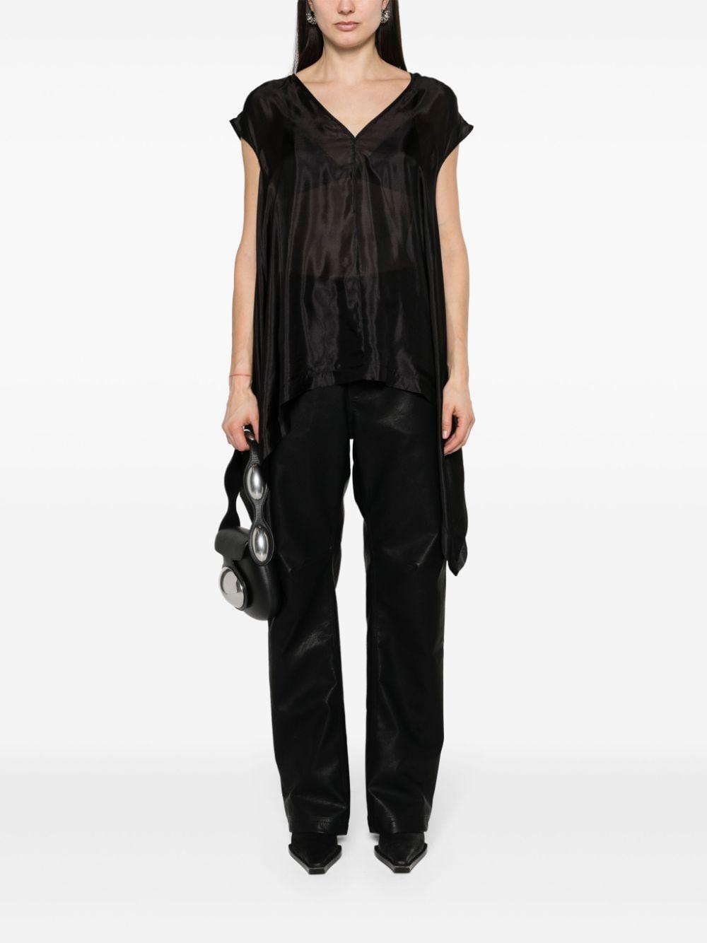 Rick Owens Faun V-Neck Silk Blouse