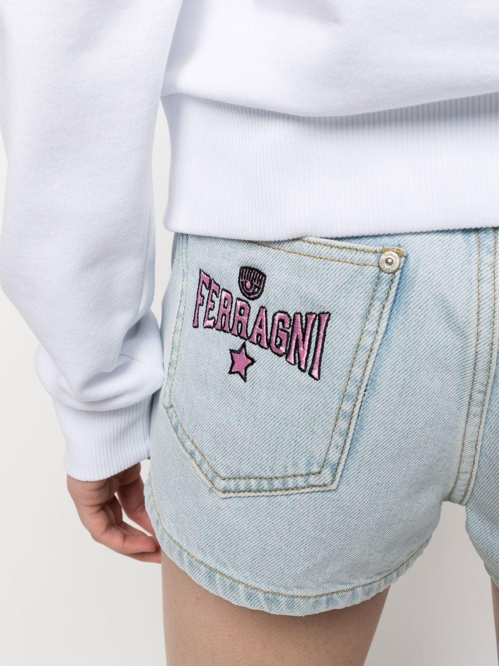 embroidered-logo denim shorts