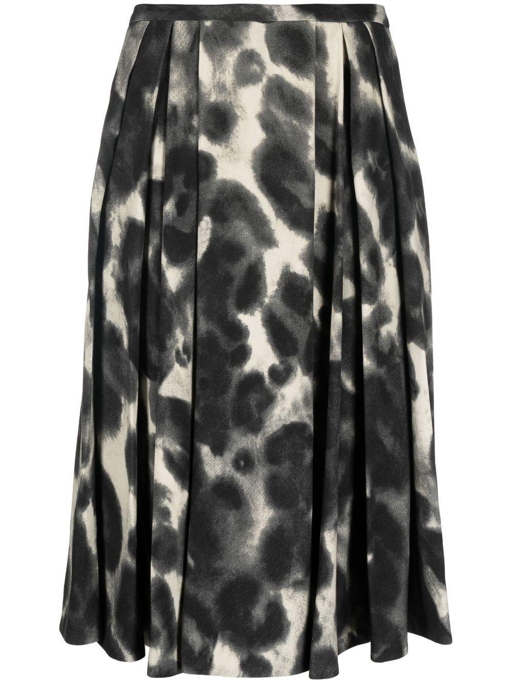 abstract-print pleated skirt