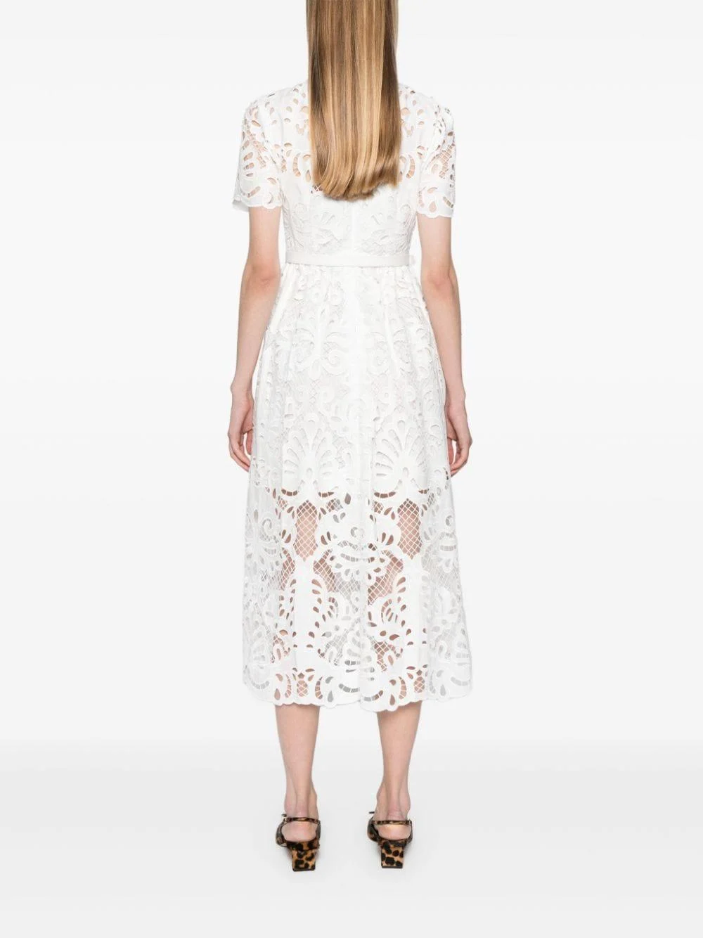 guipure-lace midi dress