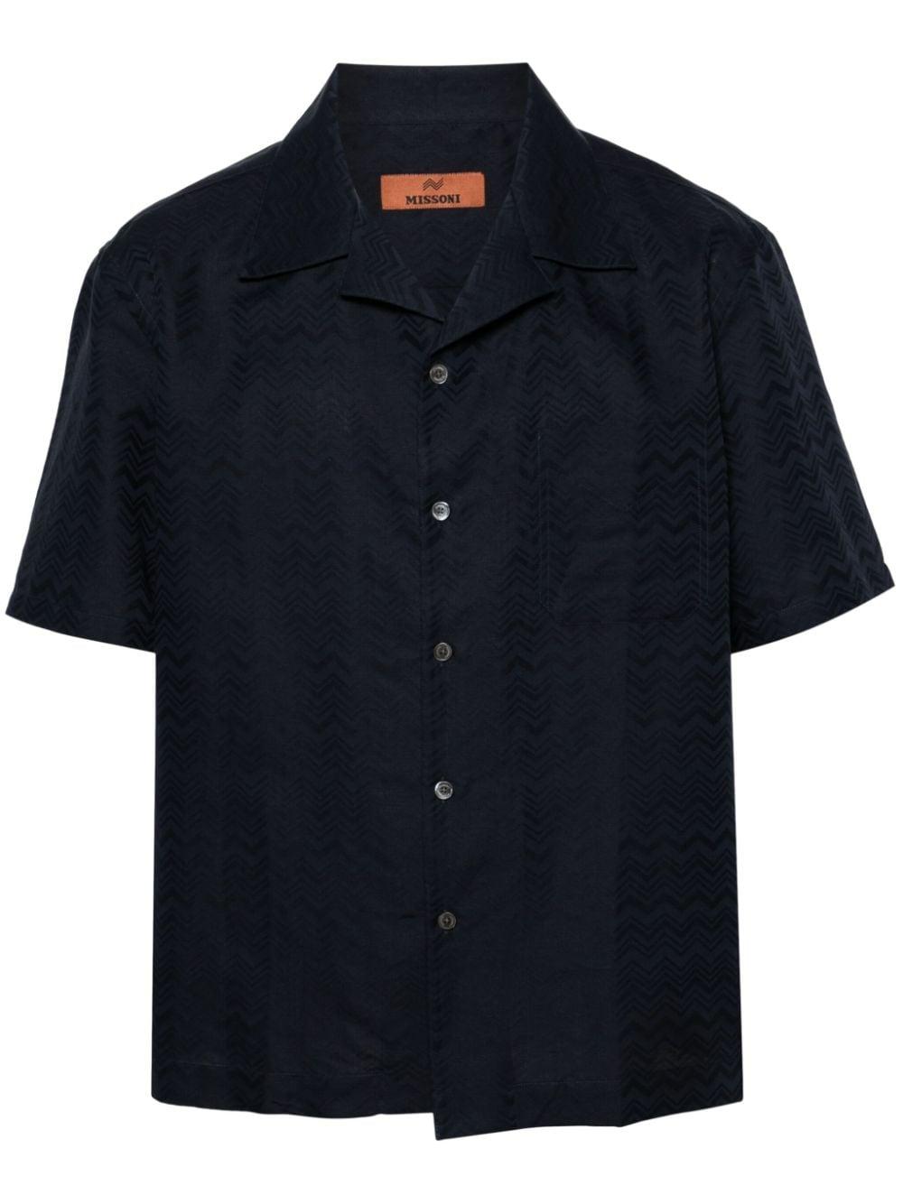 chevron-jacquard short-sleeve shirt