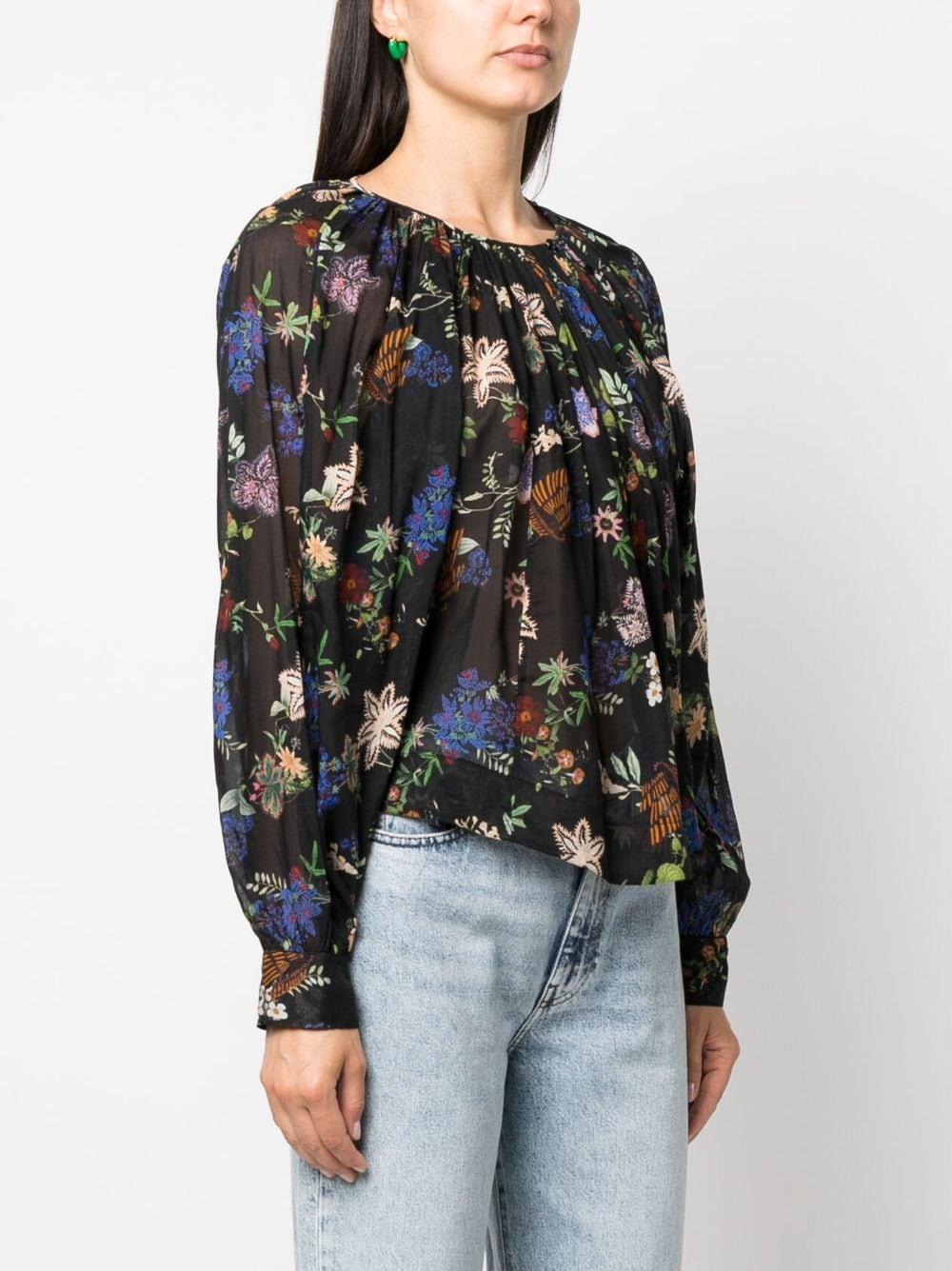 floral-print long-sleeved blouse