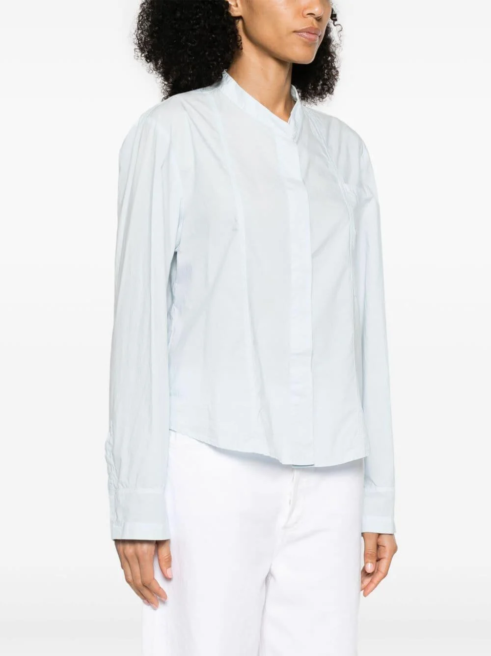 band-collar poplin cotton shirt