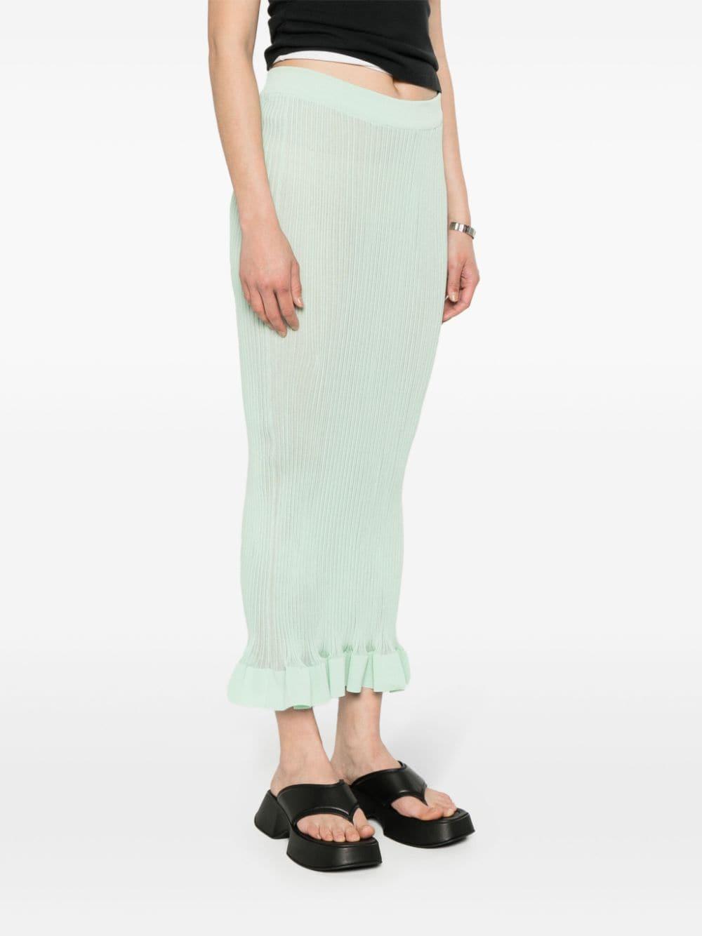 semi-sheer ribbed long skirt