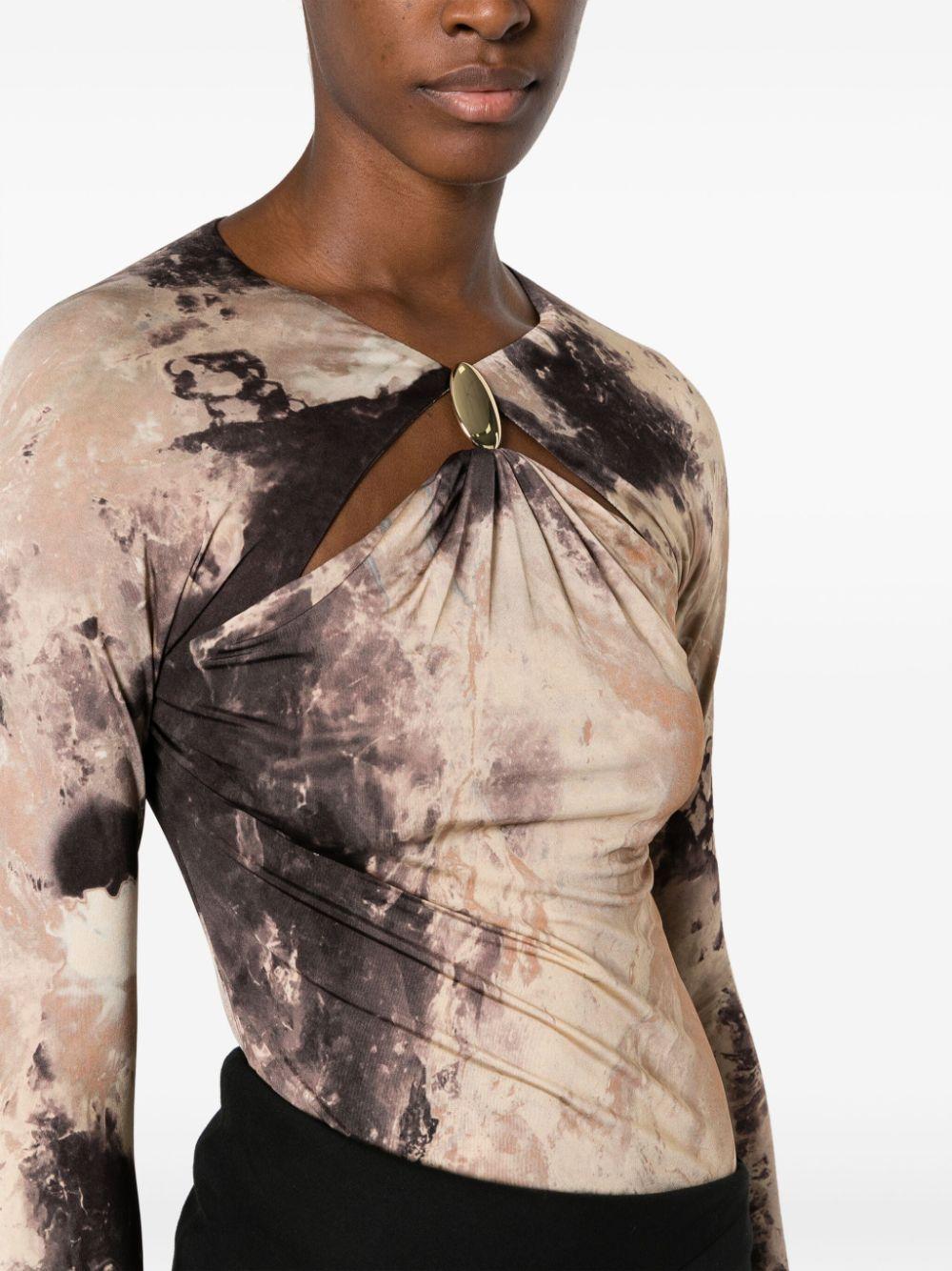 cut-out abstract-print T-shirt