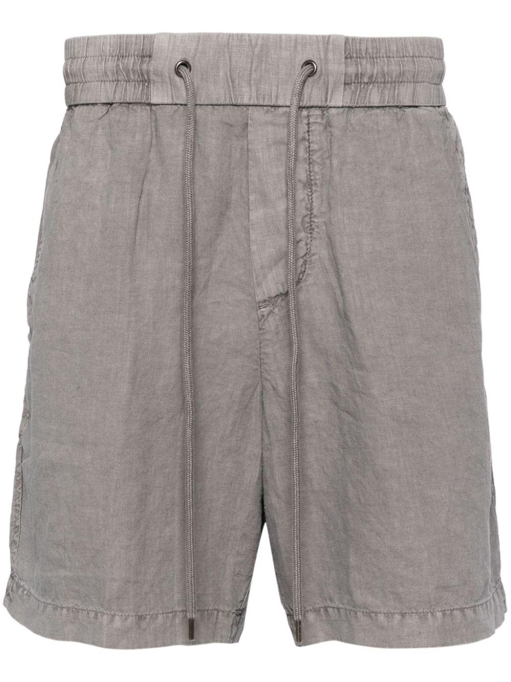 straight-leg linen shorts