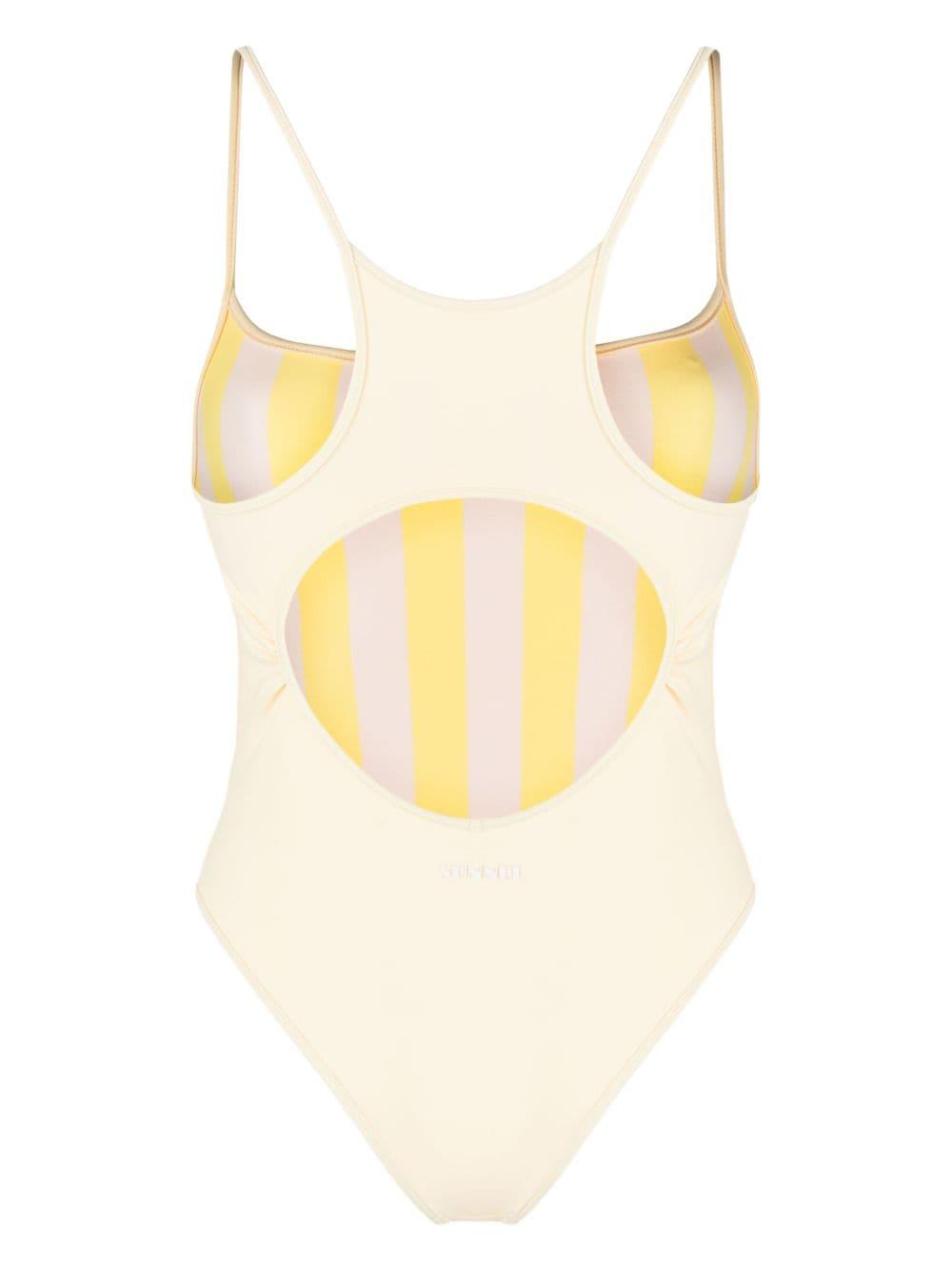 reversible cut-out stripe swimsuit