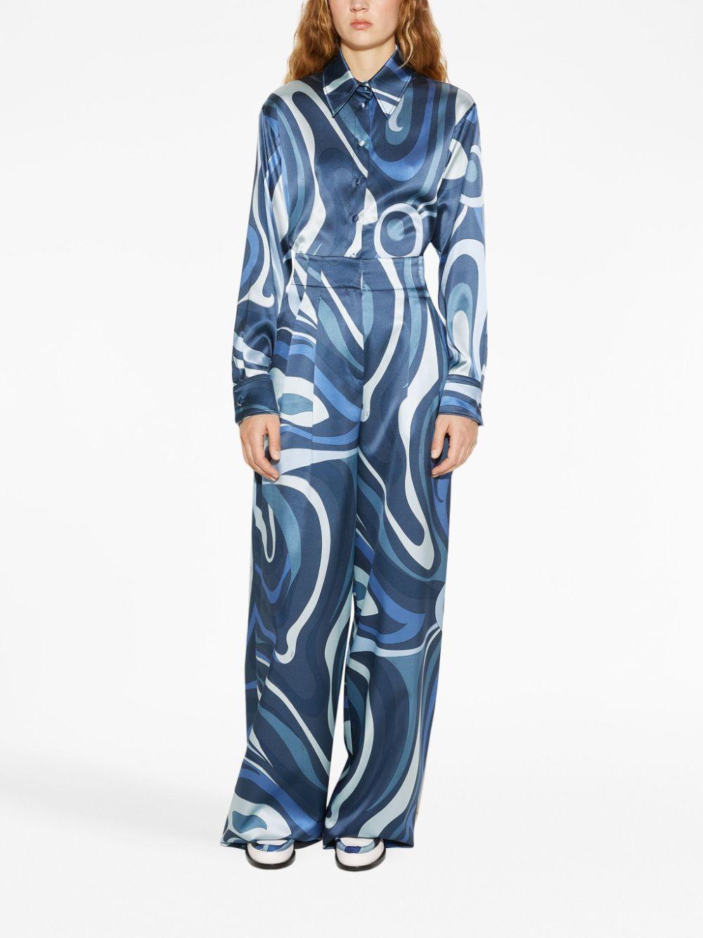 abstract-print silk culottes 