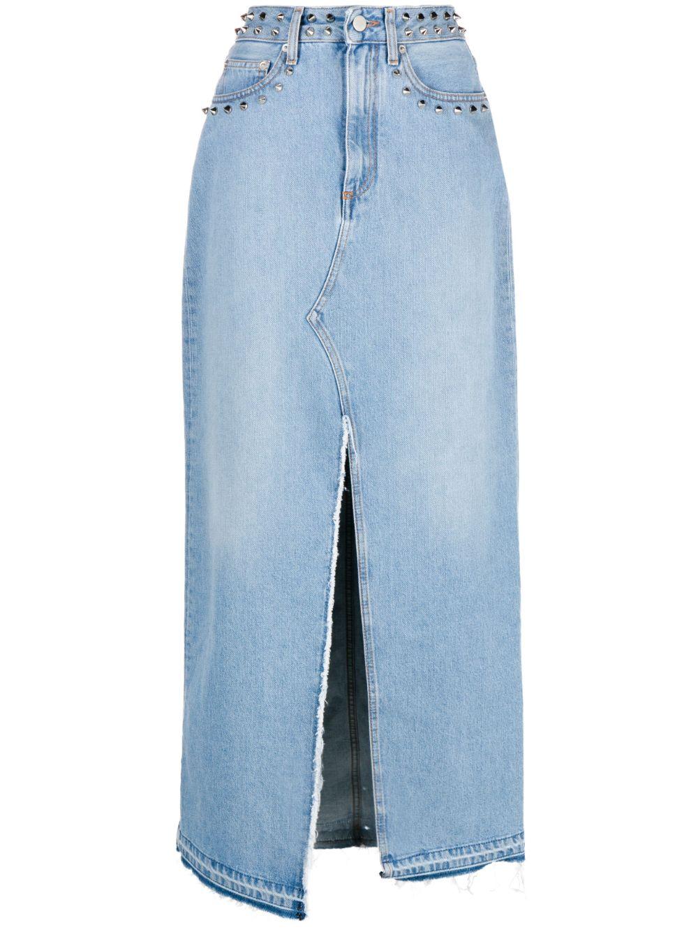 spilt-detail maxi denim skirt