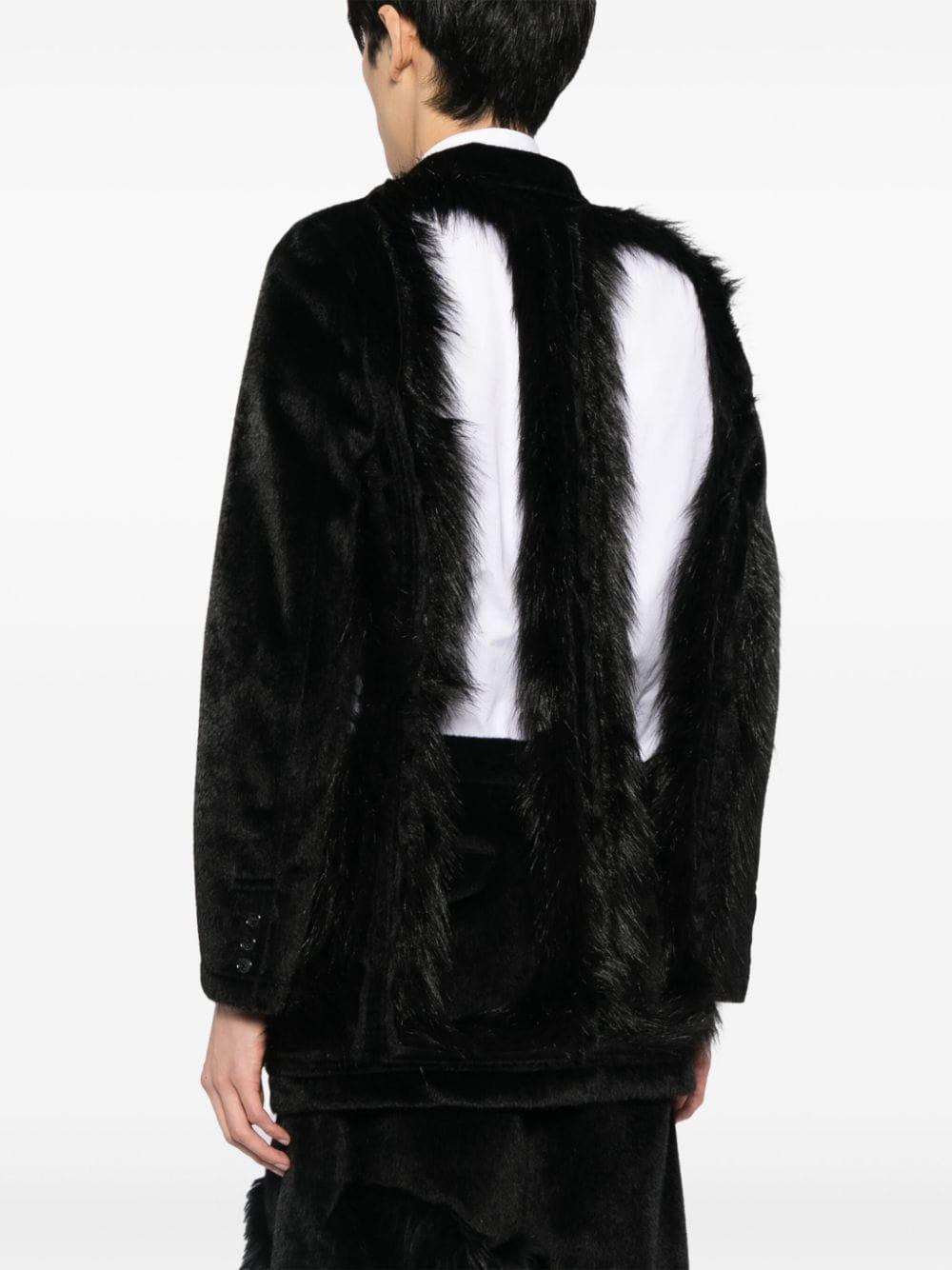 cut-out faux-fur blazer