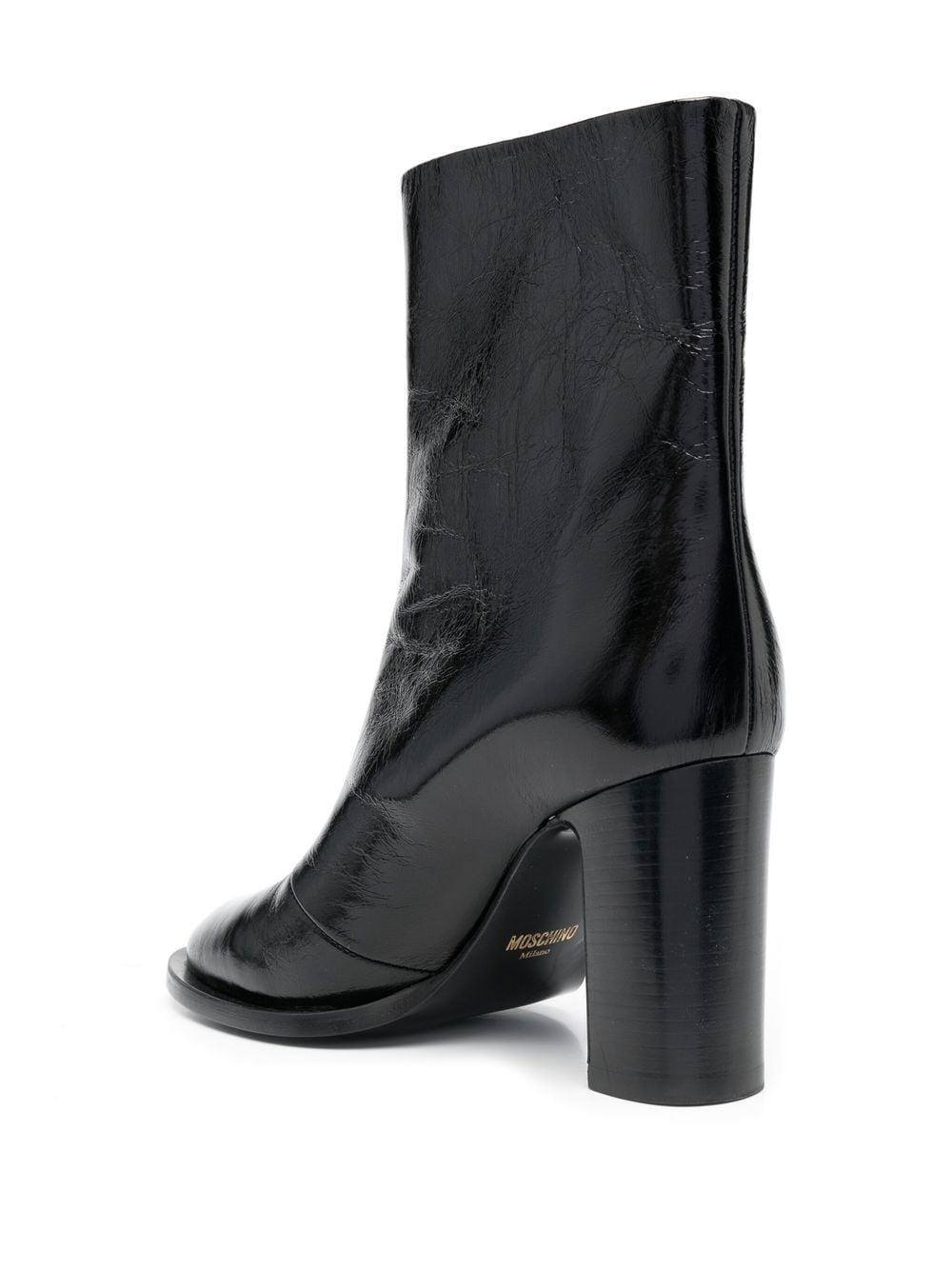 logo-plaque leather ankle boots