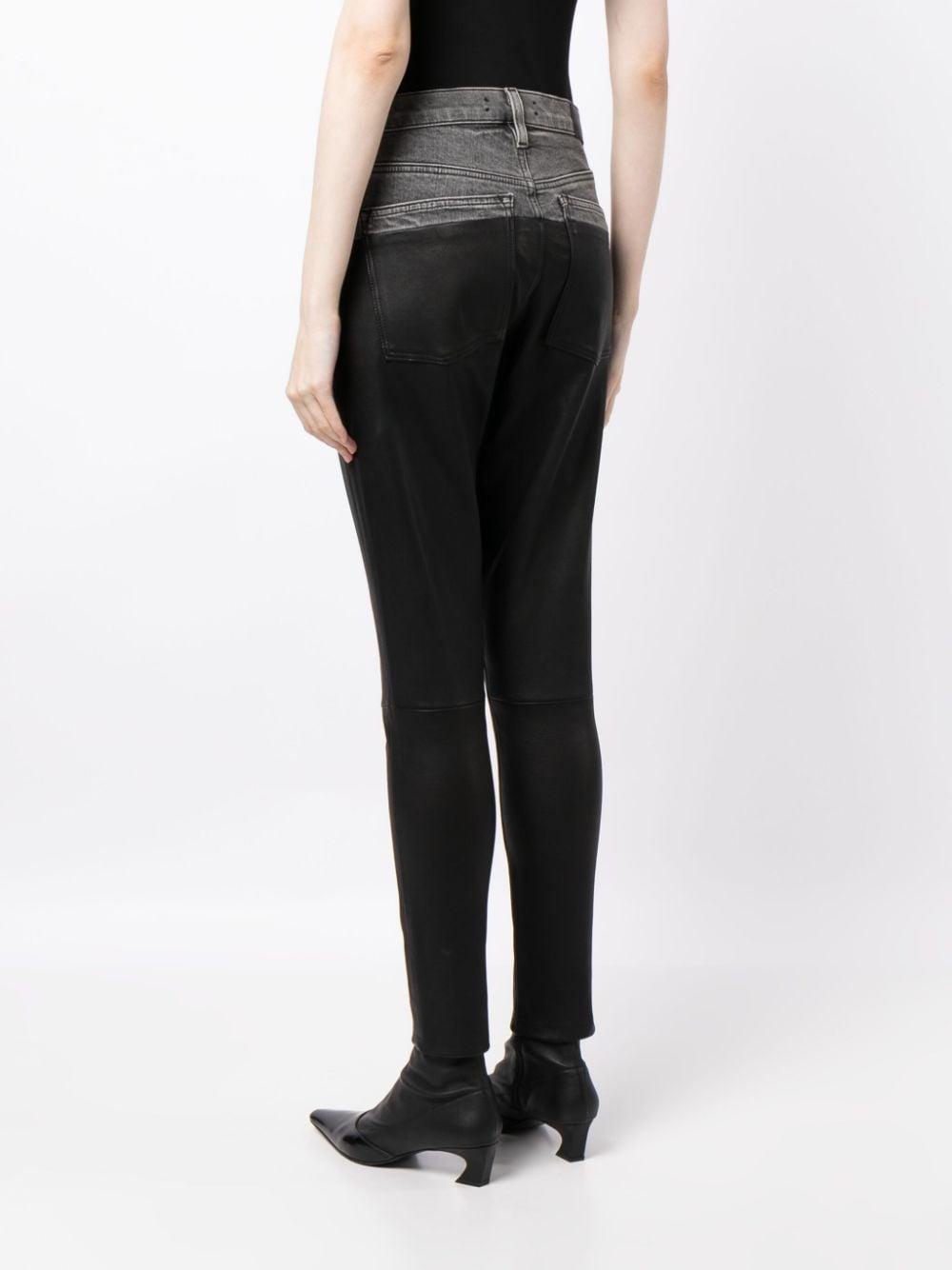 leather-panelled skinny jeans