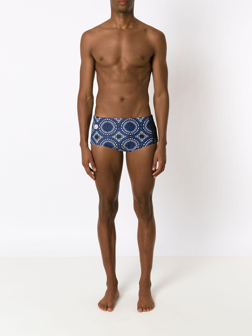 side-stripe abstract swimming shorts