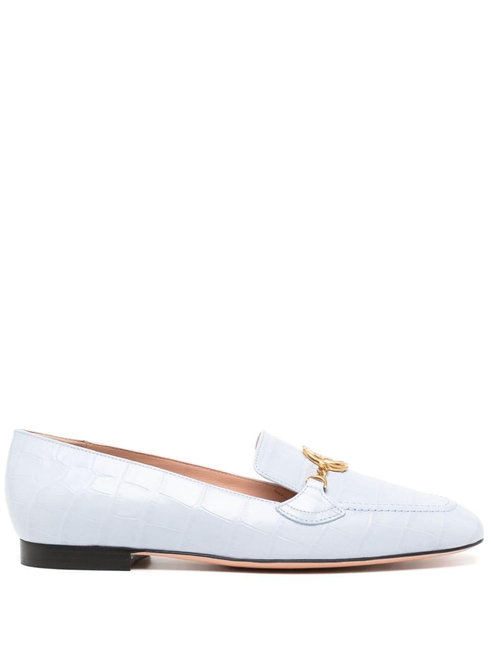 logo-plaque leather loafers