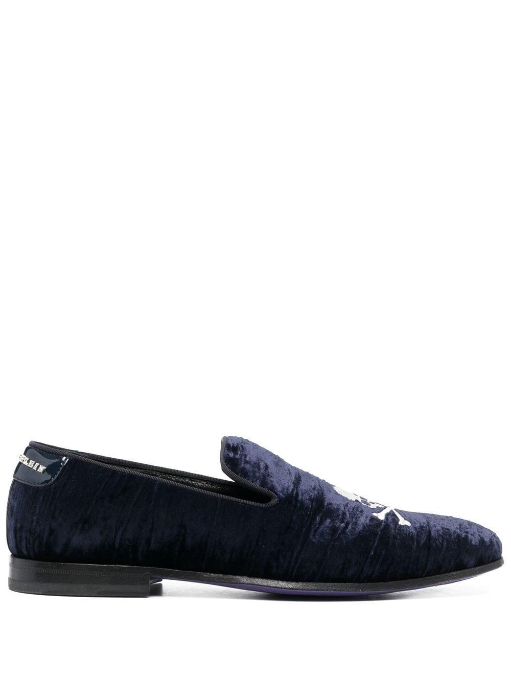 Skull Bones velvet loafers