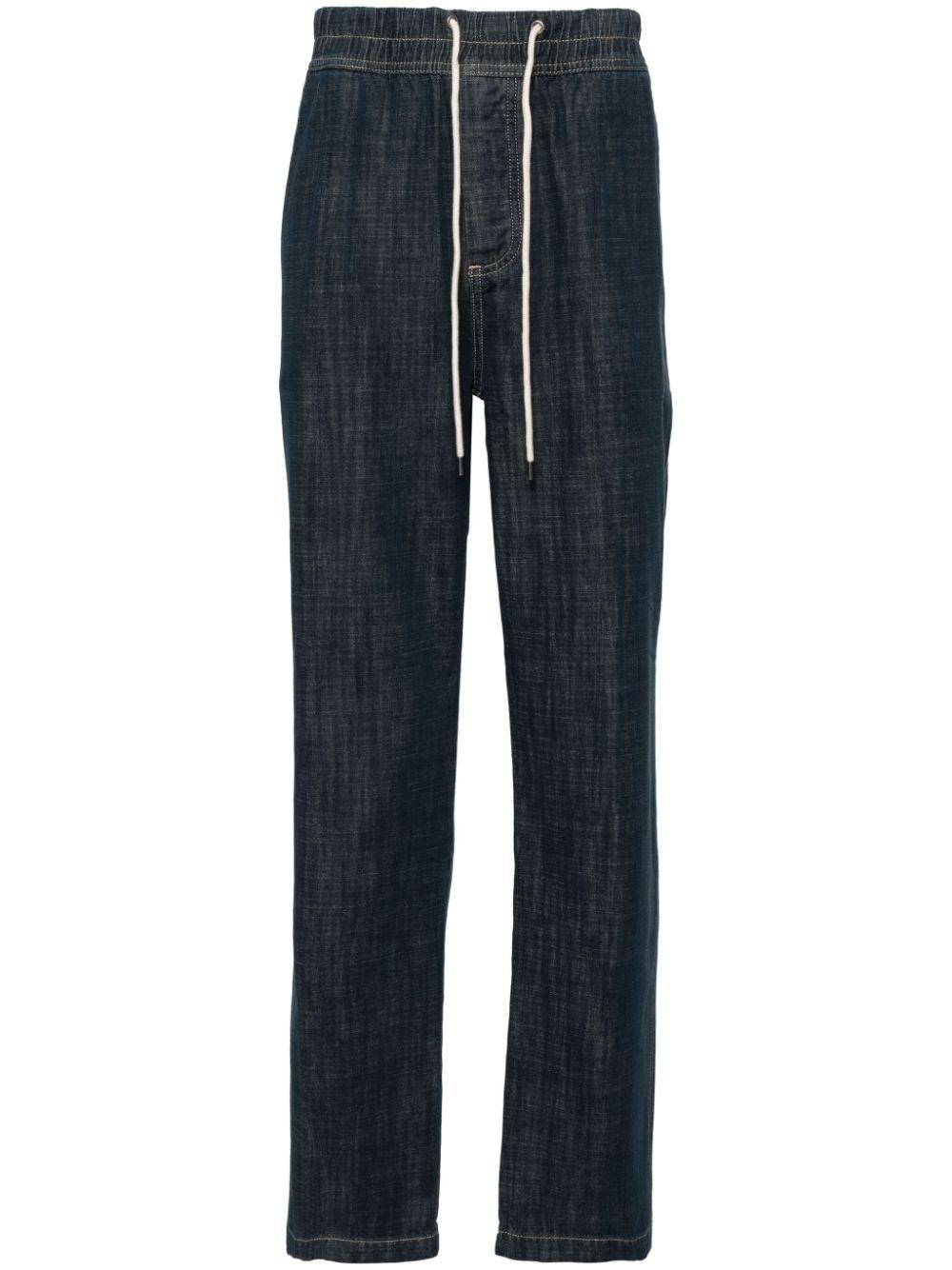 drawstring-waist denim trousers 