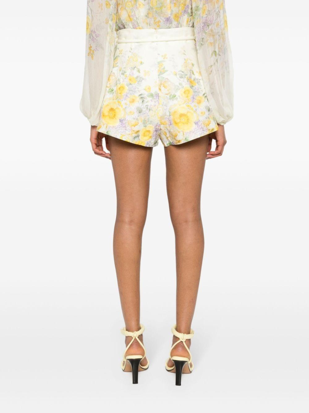 Harmony floral-print linen shorts