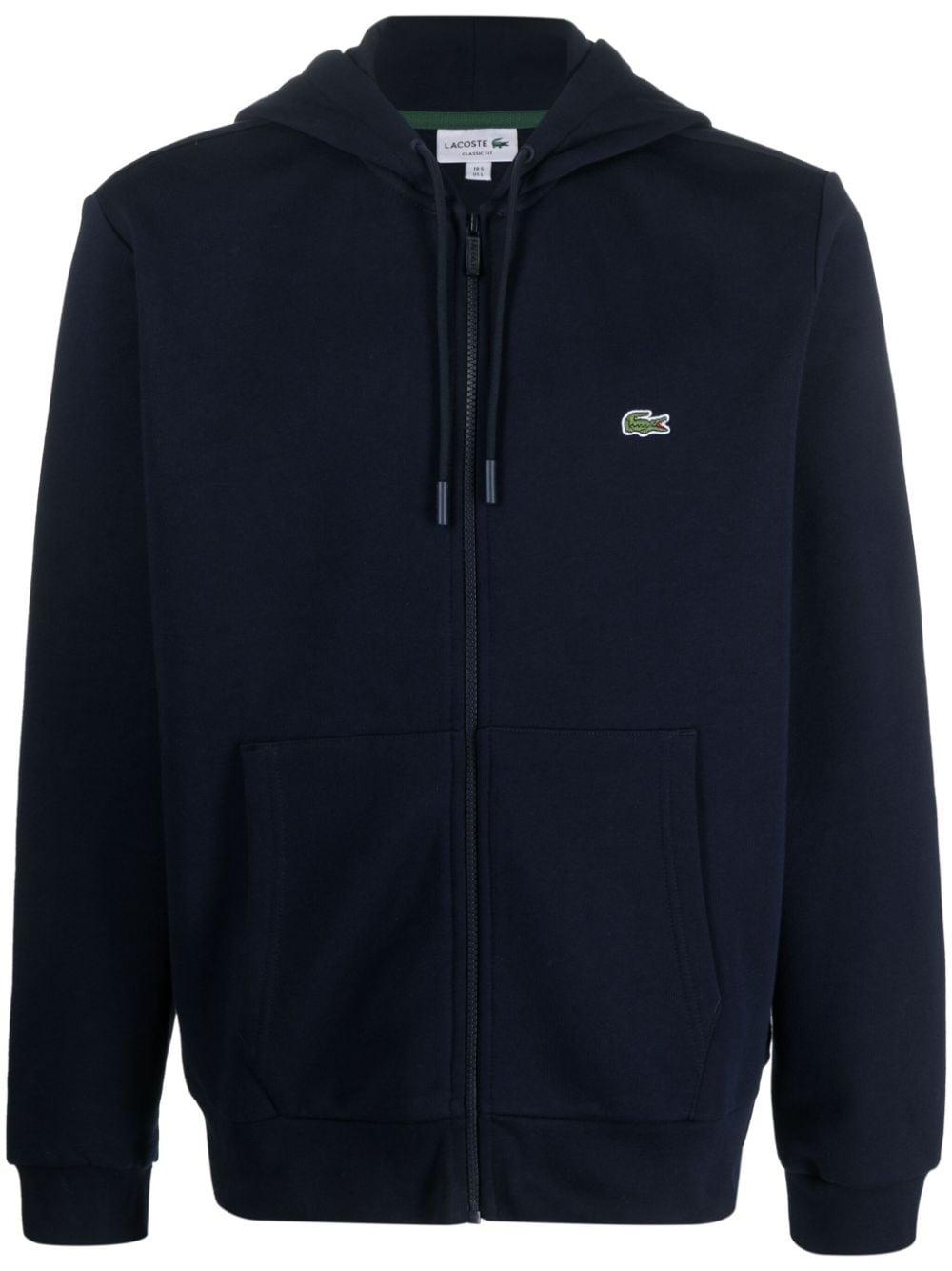 logo-embroidered zip-up hoodie