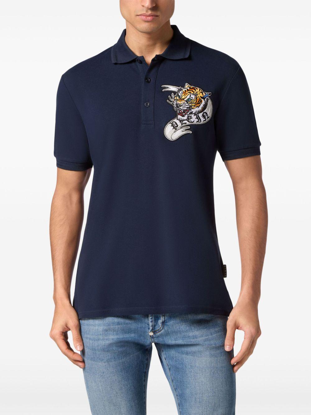 tattoo-print cotton polo shirt