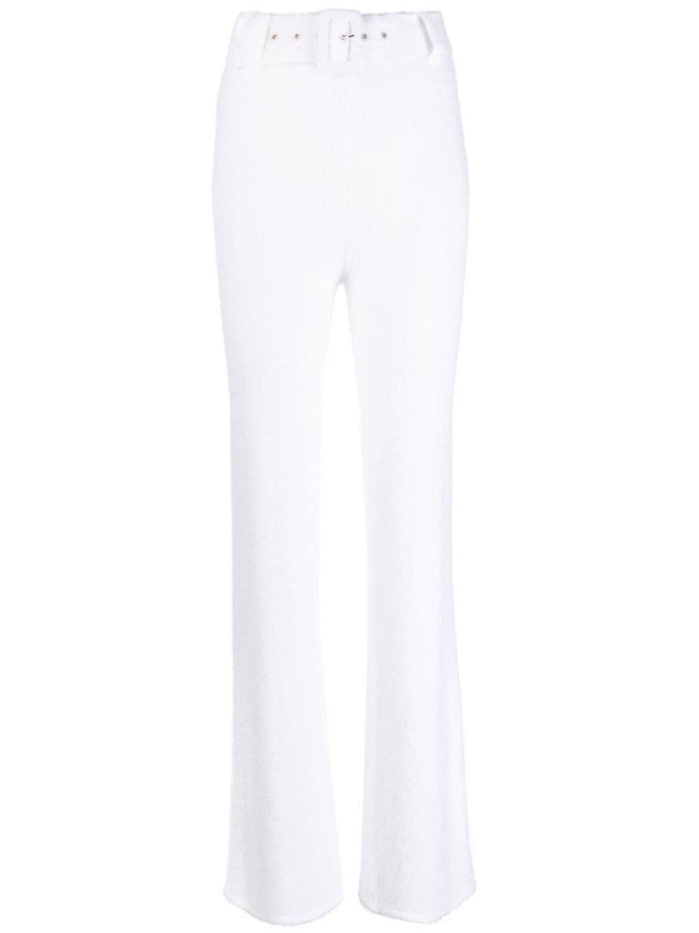 high-waisted flared trousers