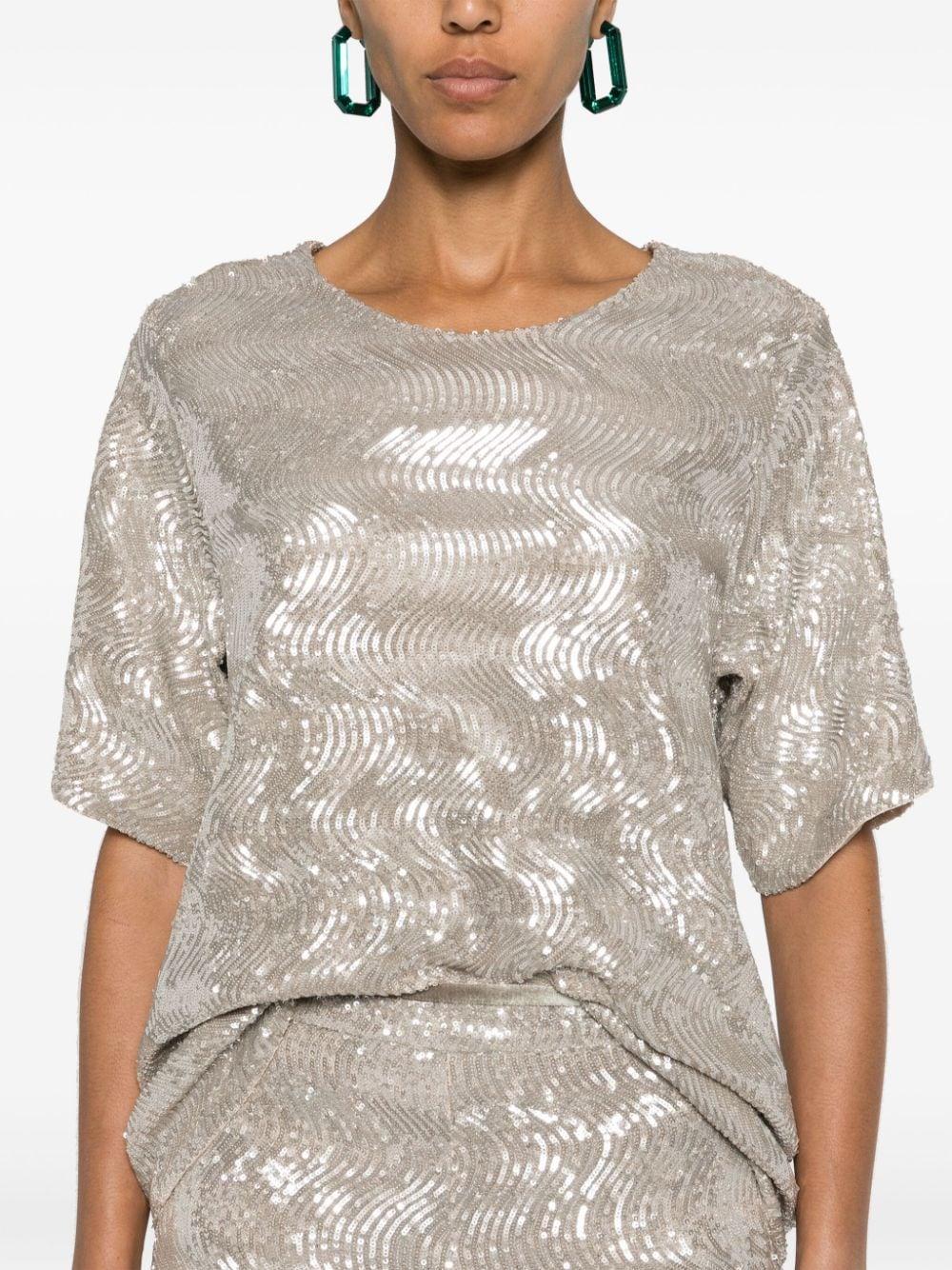 sequinned short-sleeve blouse