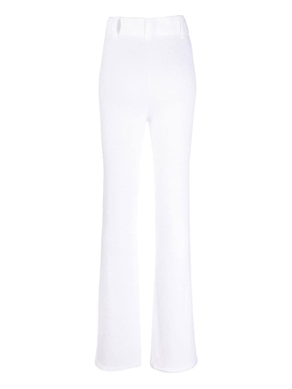 high-waisted flared trousers