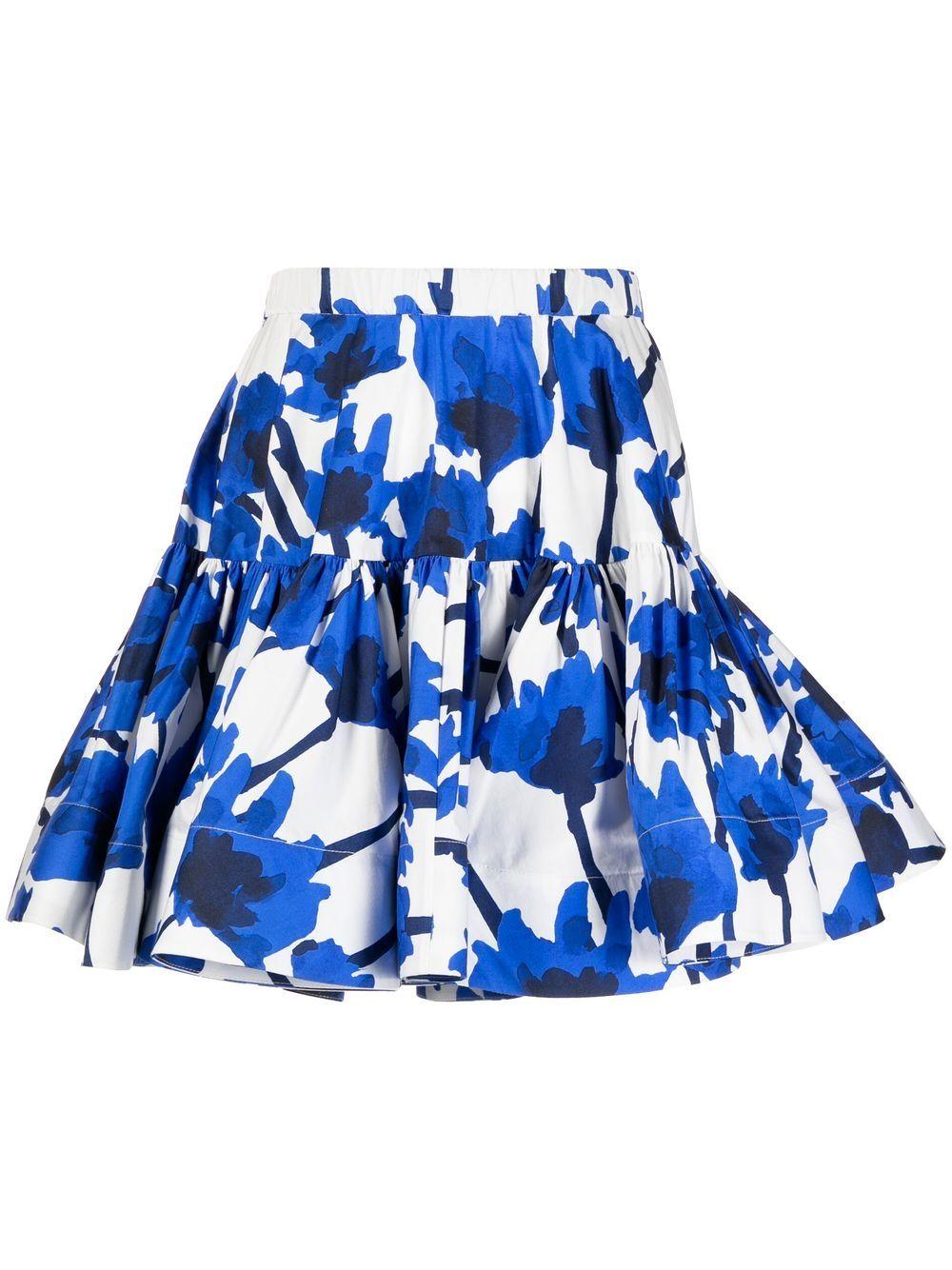 abstract-print ruched skirt 