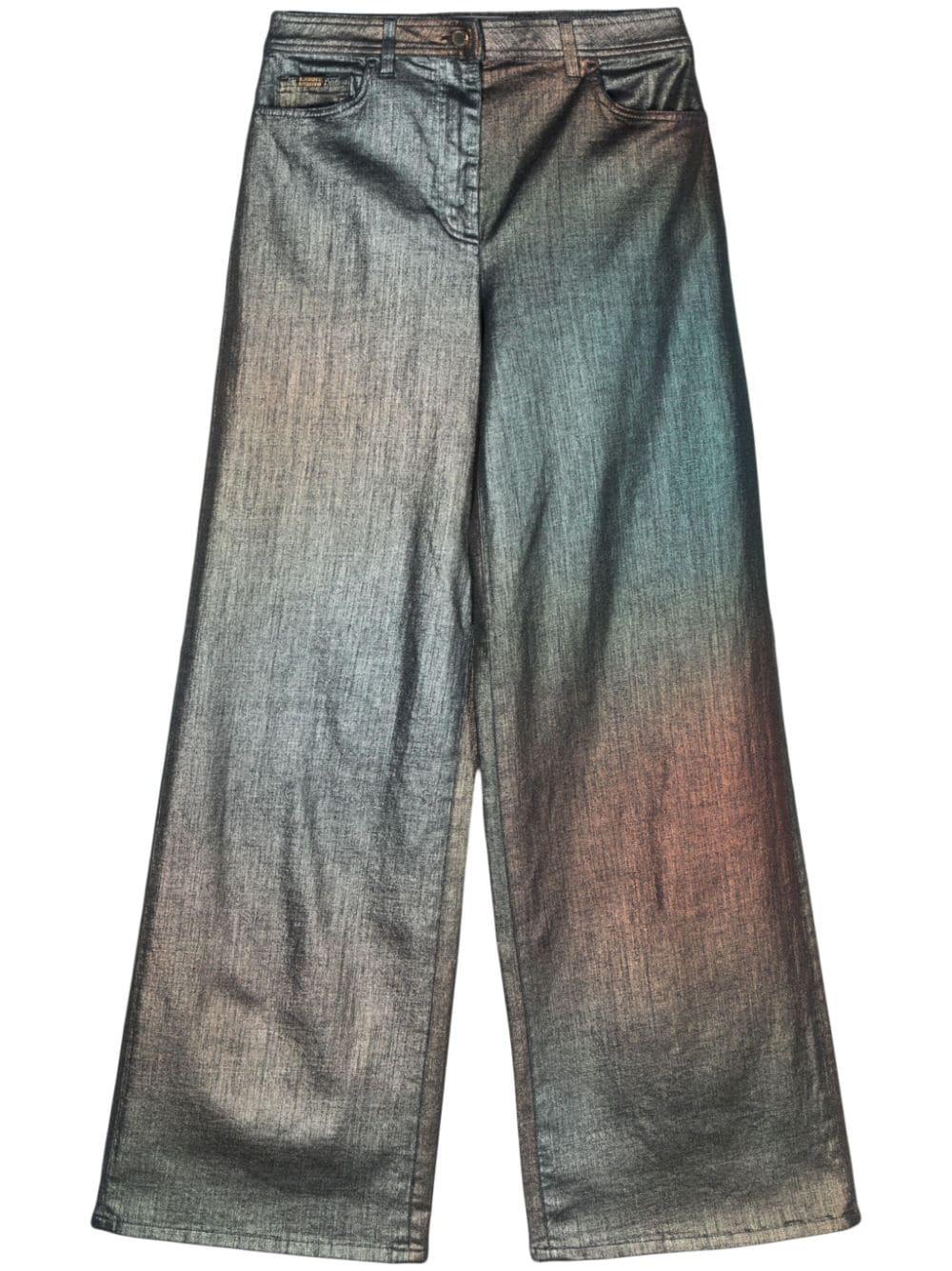 metallic-effect wide-leg jeans