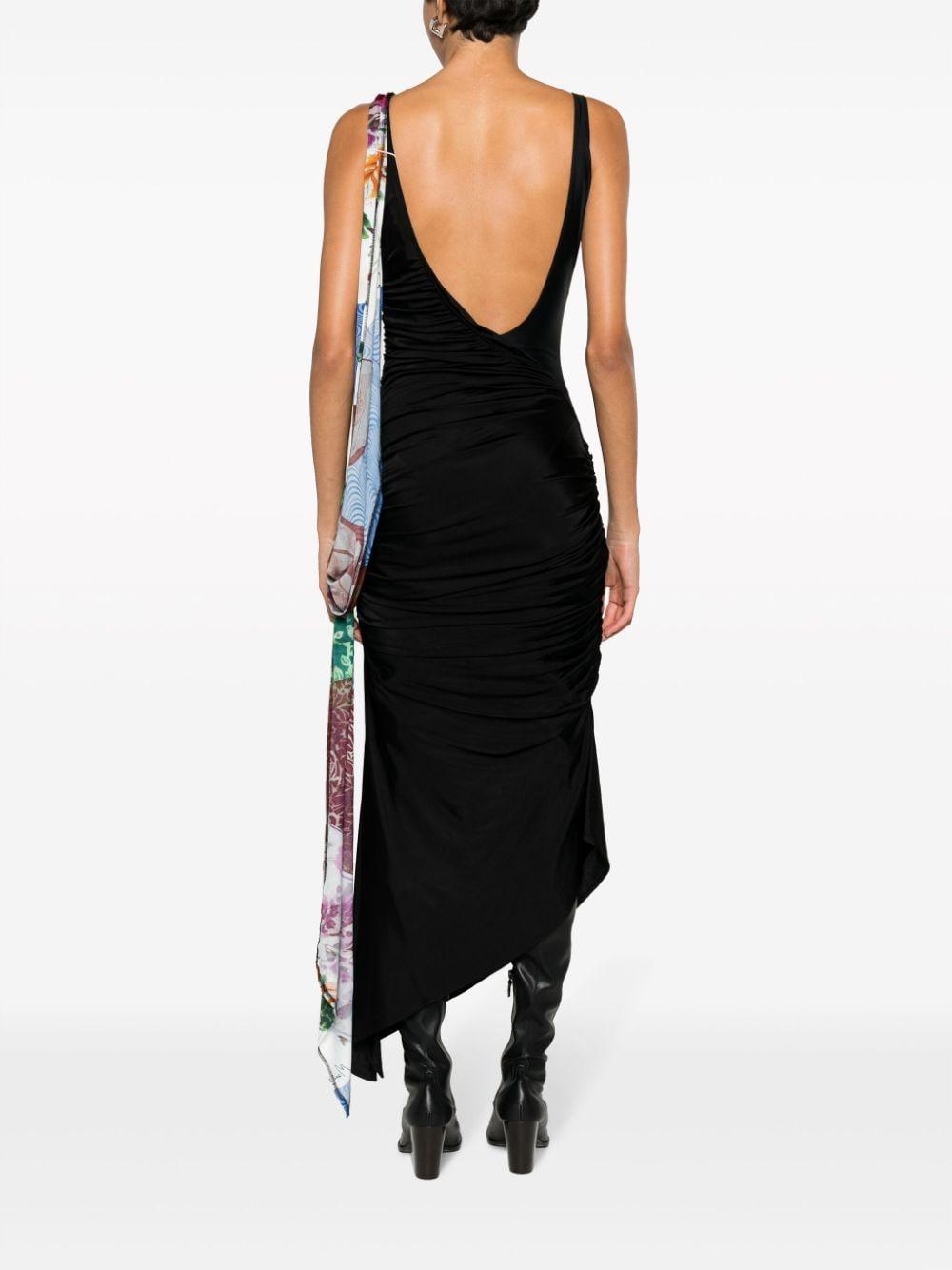 asymmetric draped dress