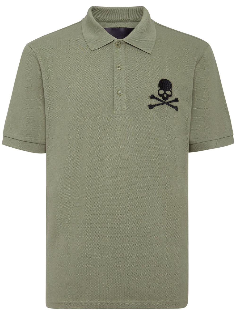 Skull & Bones embroidered cotton polo shirt