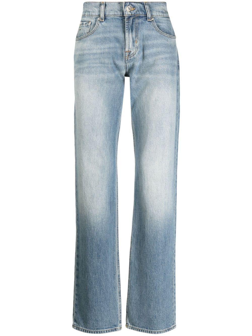 mid-rise straight-leg jeans