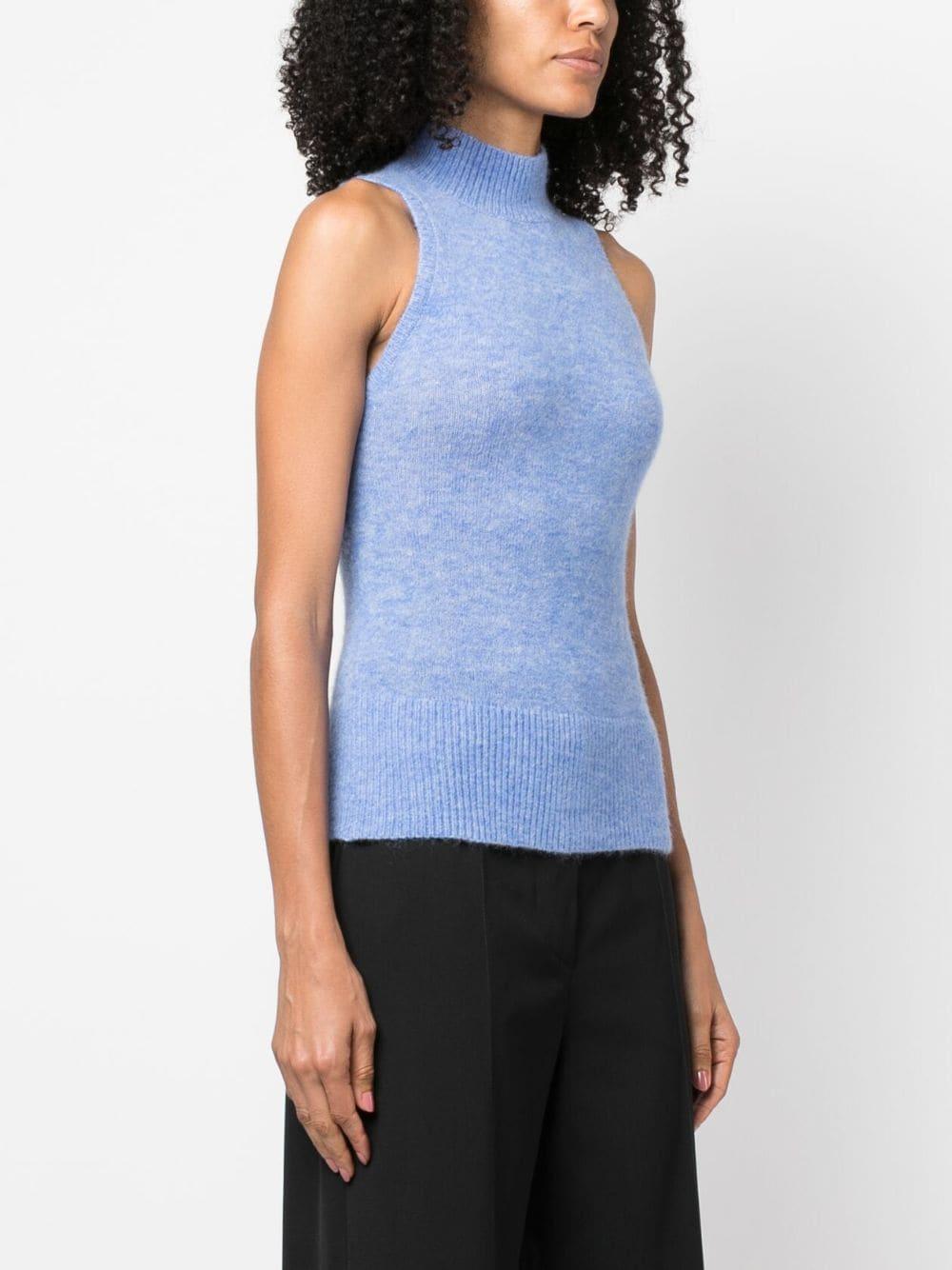 mock-neck knitted top