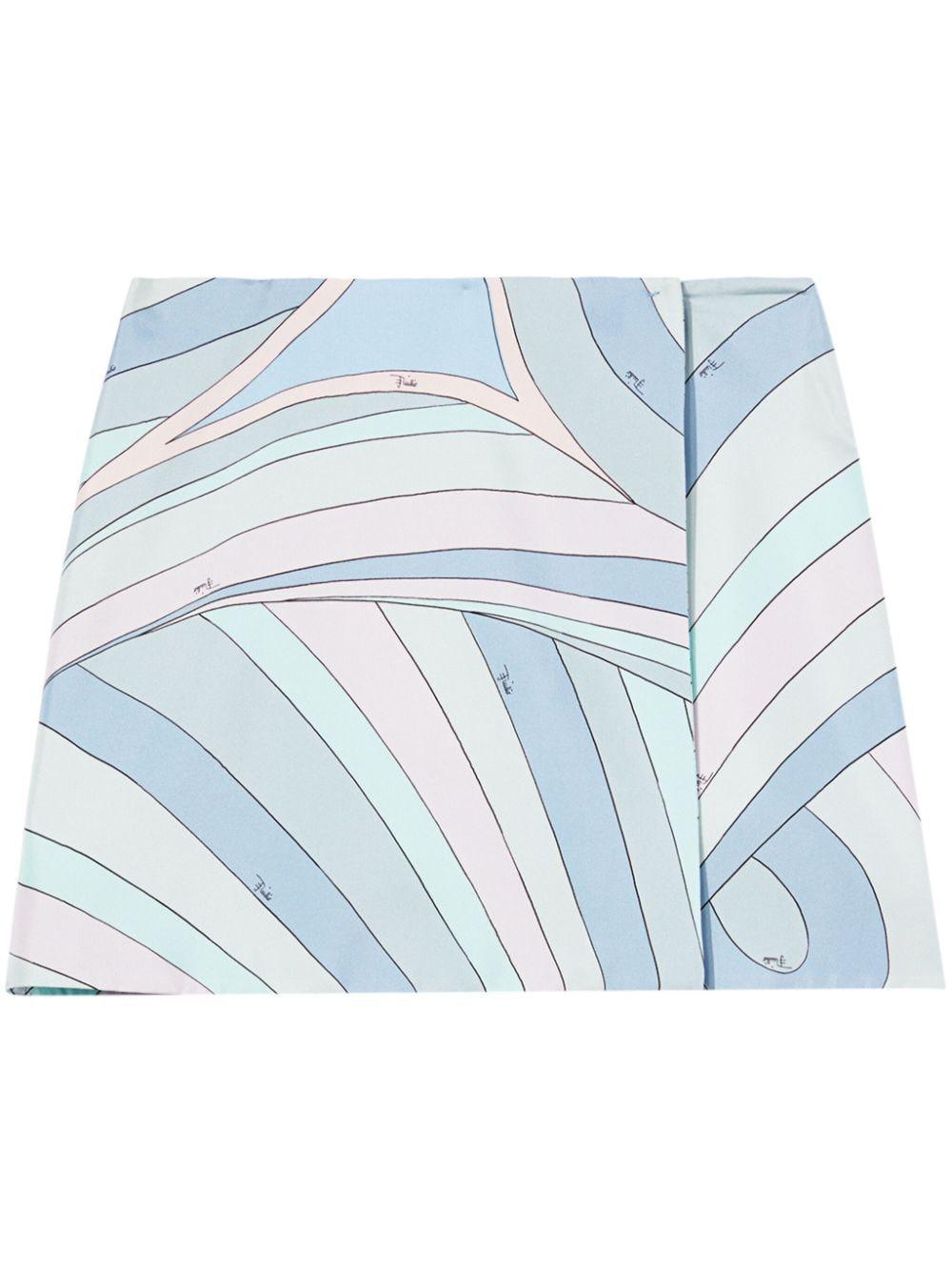 Iride-print silk mini skirt