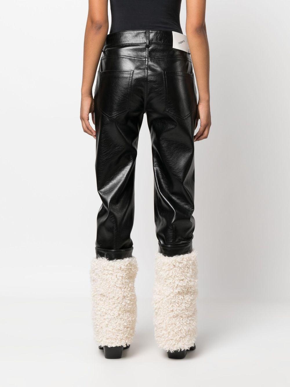 panelled faux-leather trousers