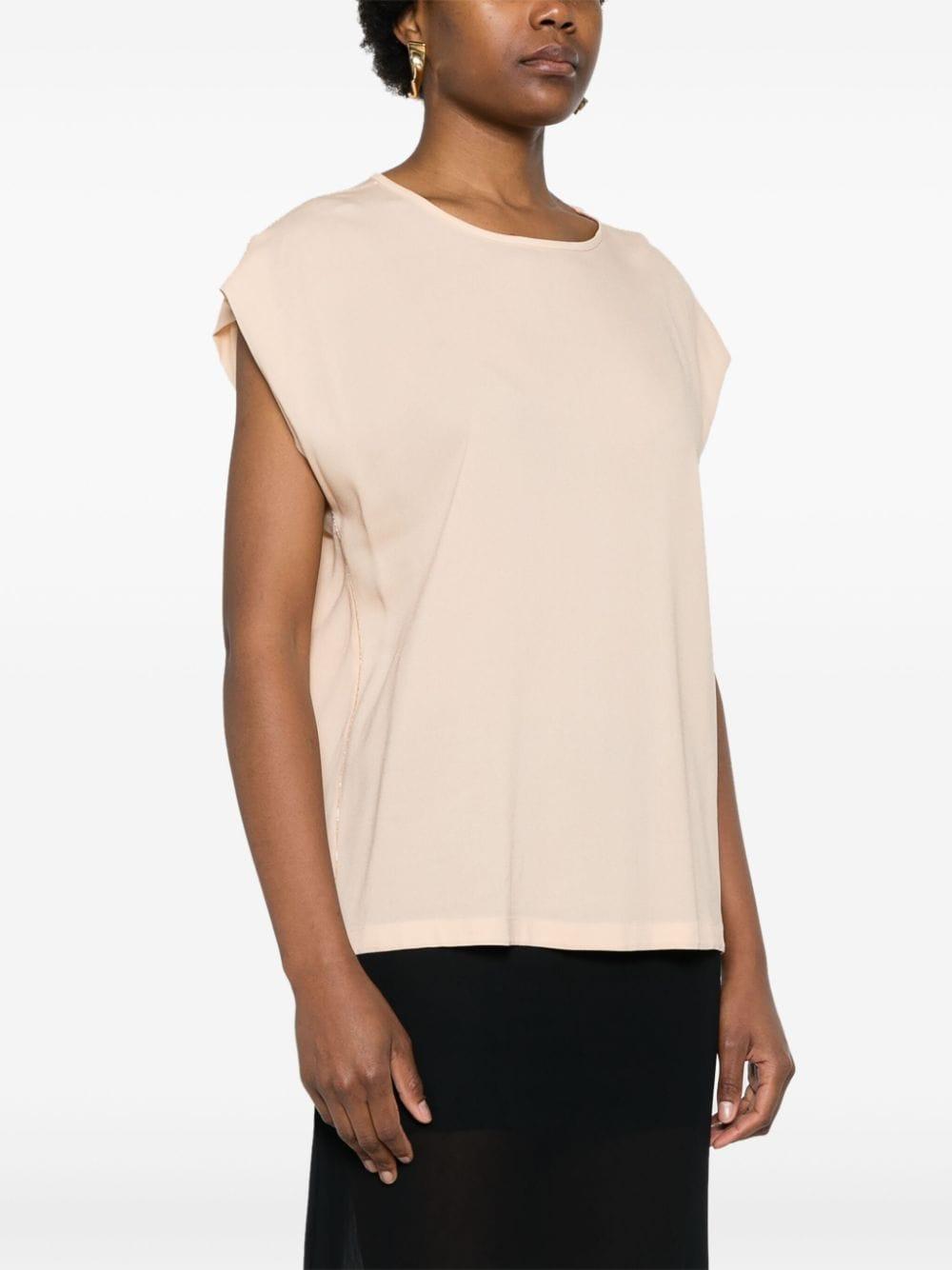 bead-embellished crepe T-shirt