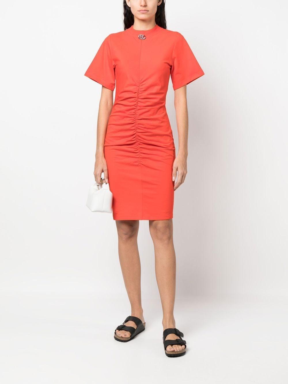 ruched midi T-shirt dress