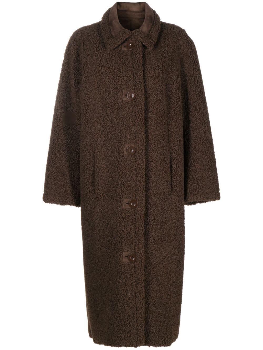 straight-point collar faux-shearling coat 