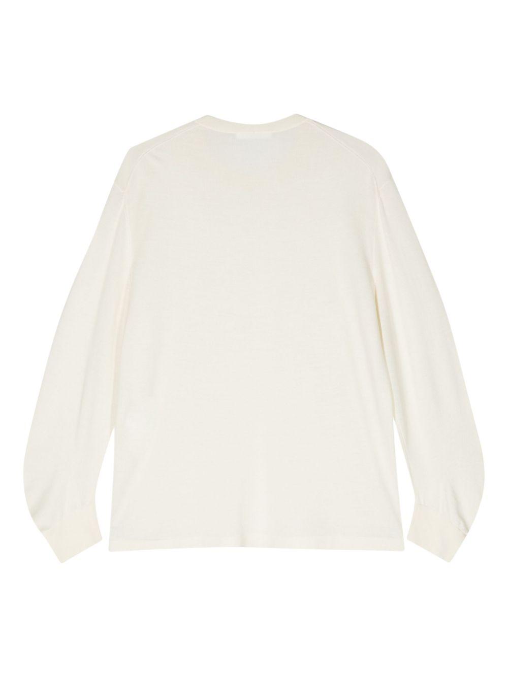 curve-sleeve fine-knit jumper