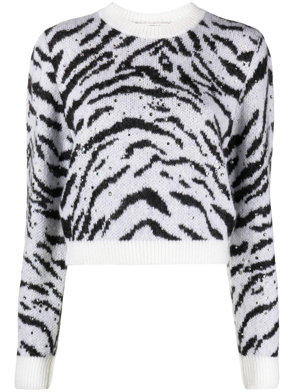 zebra intarsia knitted sweater