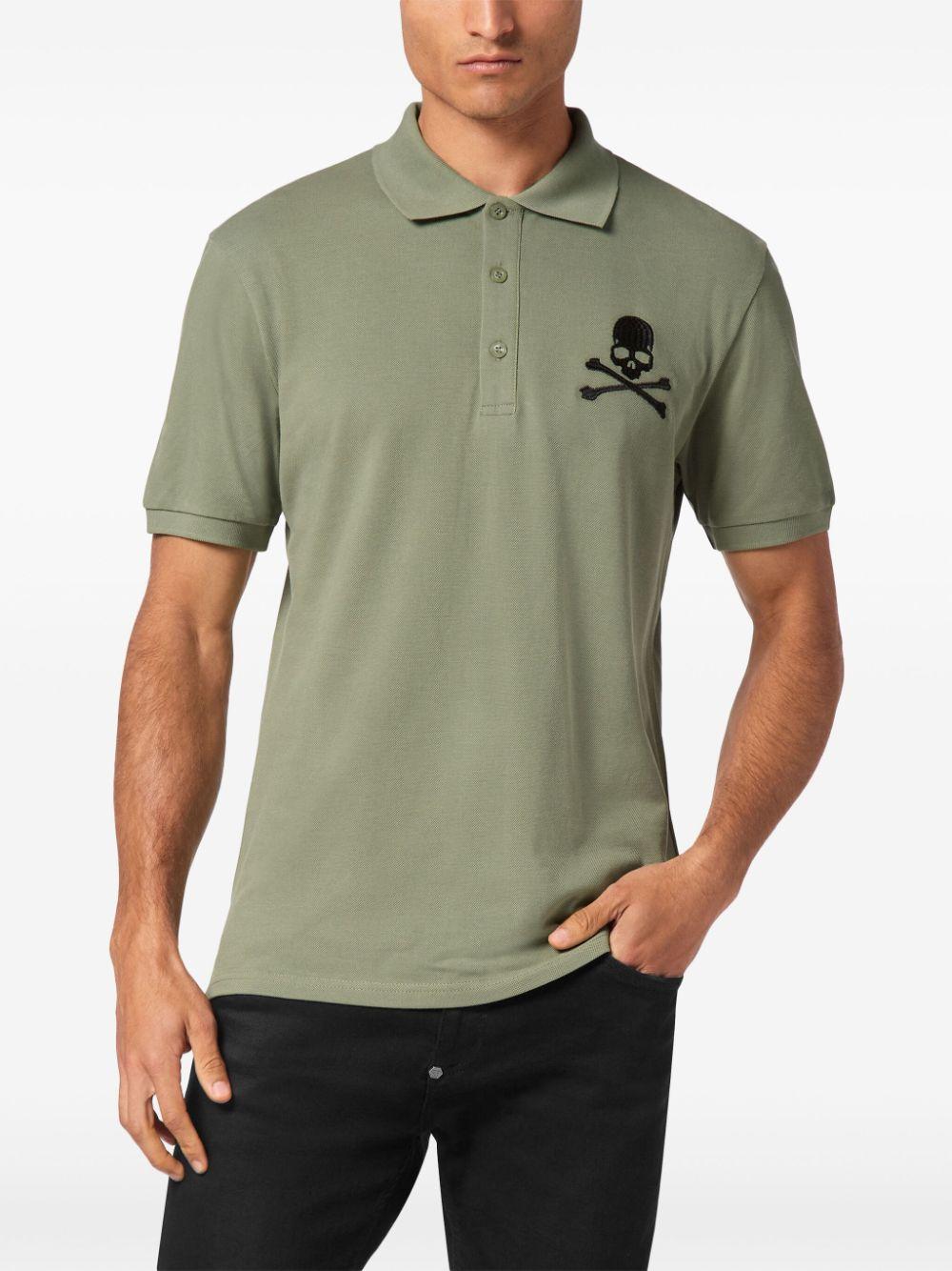 Skull & Bones embroidered cotton polo shirt