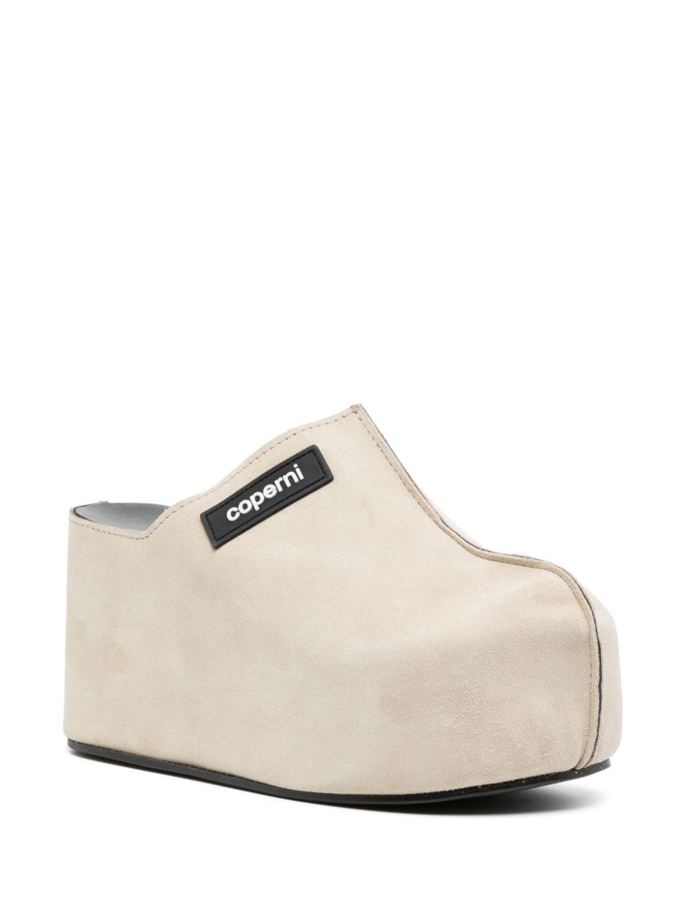 logo patch suede clogs