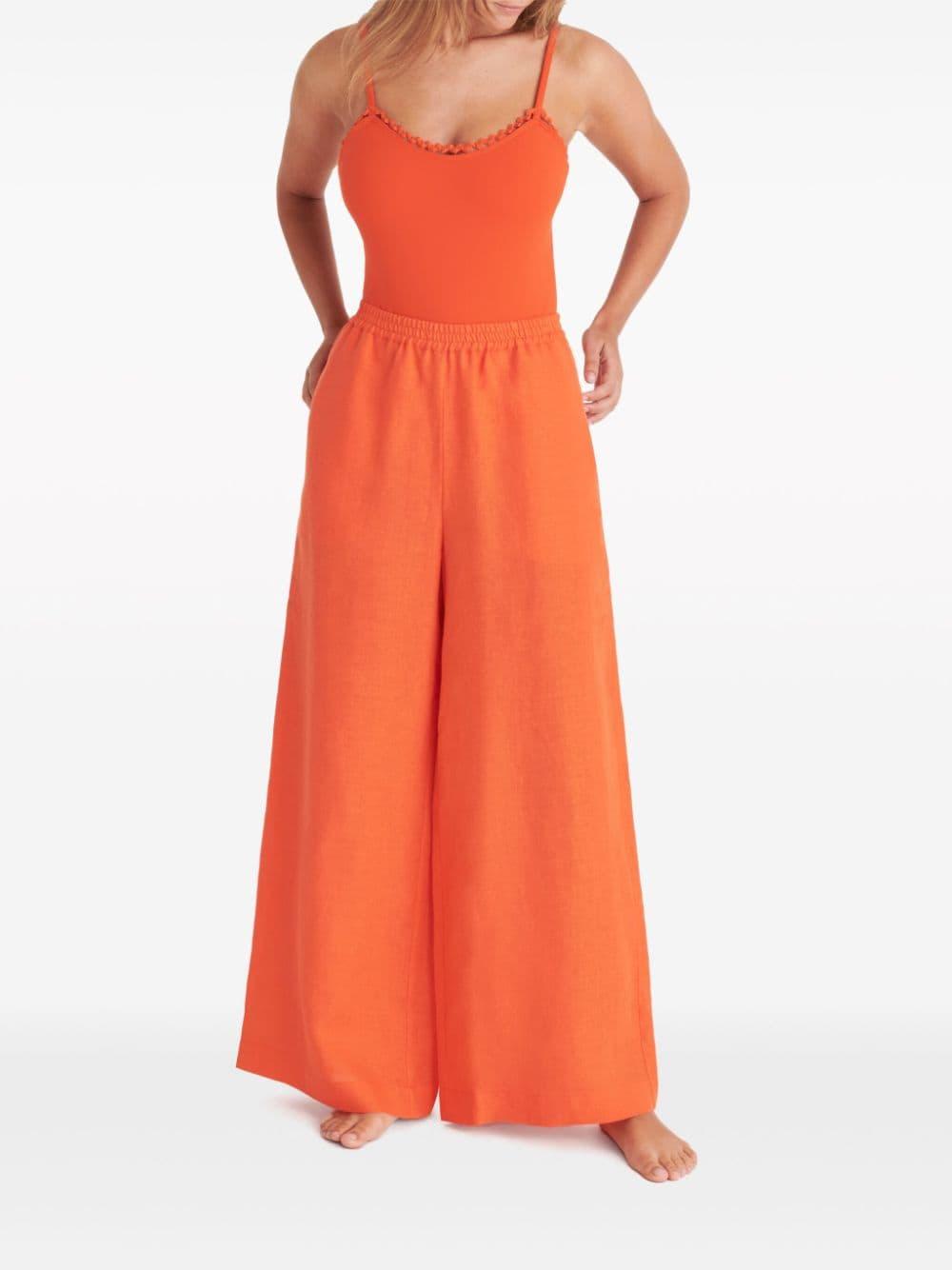 Select wide-leg linen trousers