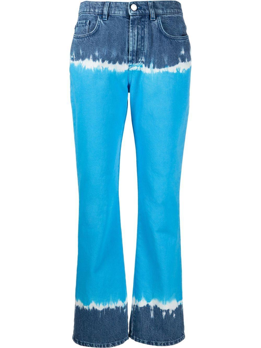 tie-dye flared jeans