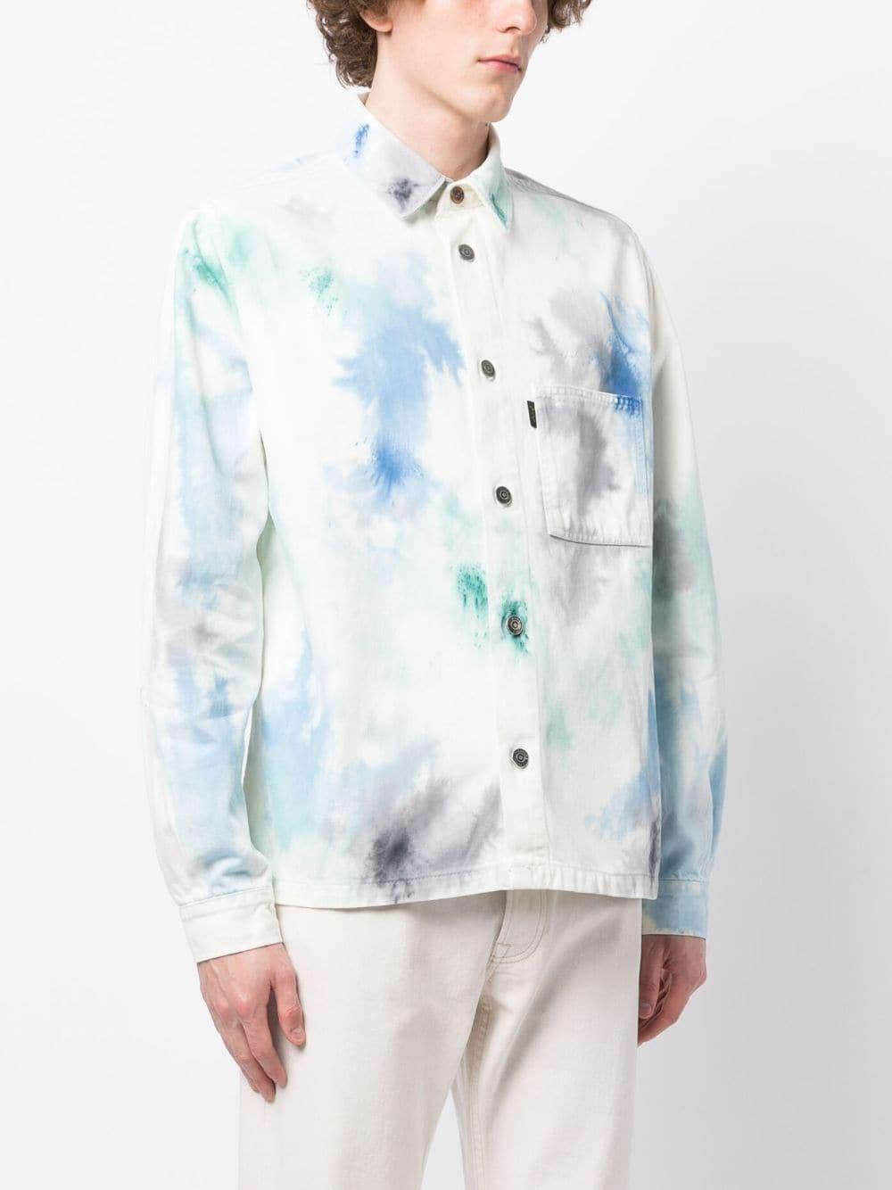 paint-splatter print cotton shirt