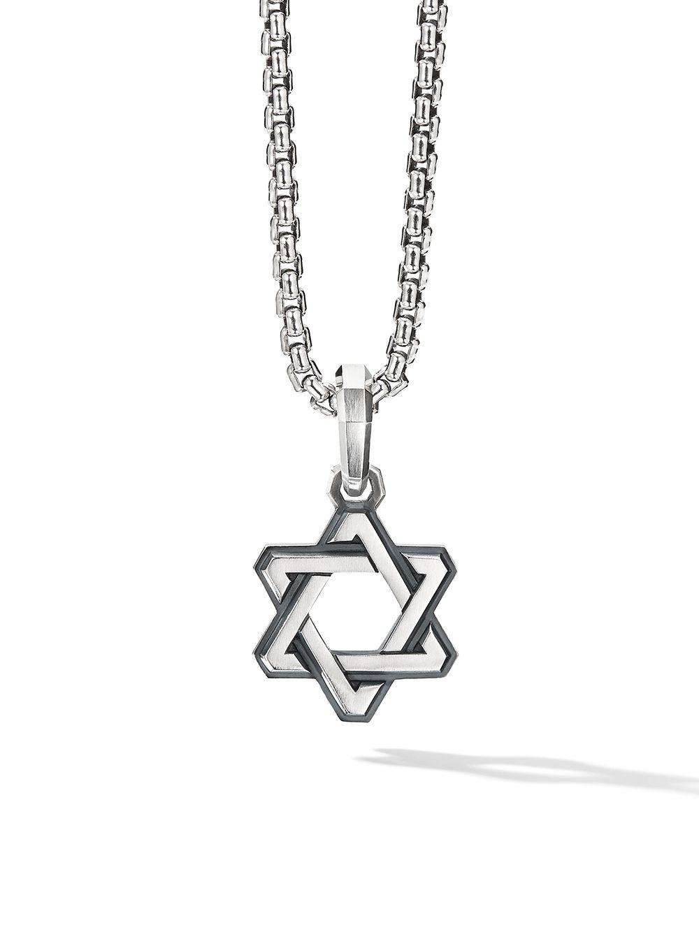 sterling silver Deco Star of David pendant