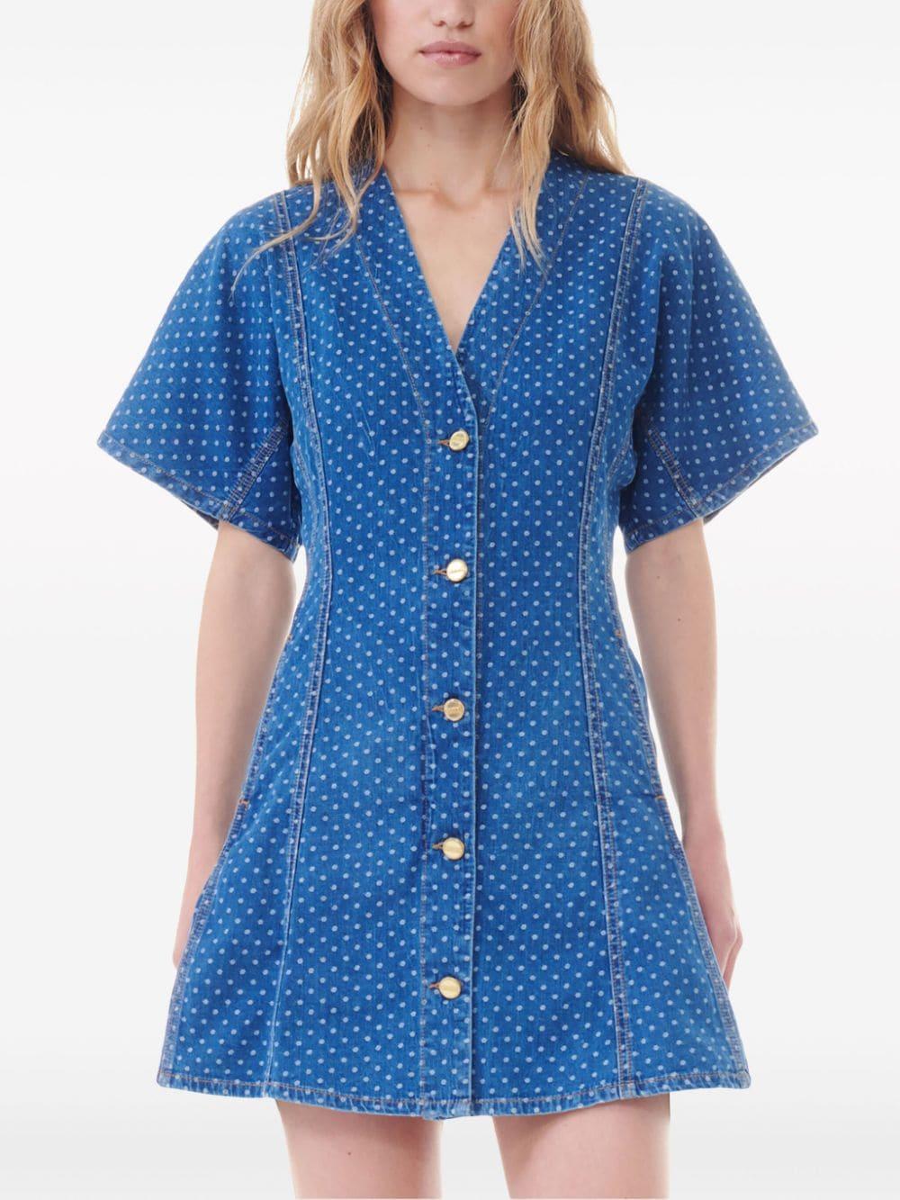 polka-dot print denim dress