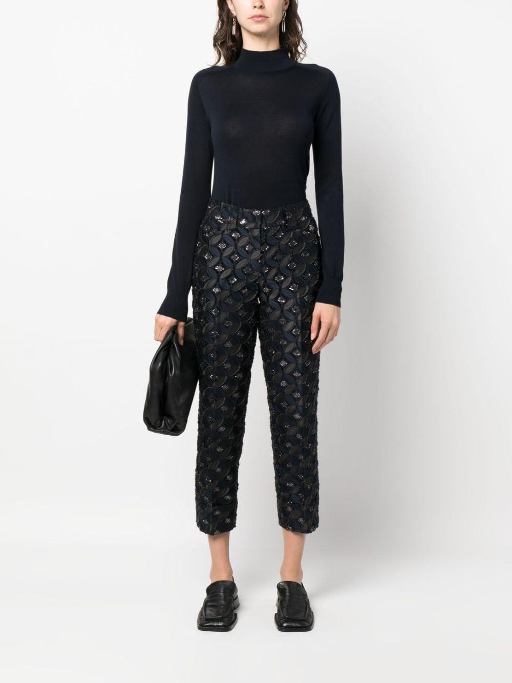 patterned-jacquard cropped trousers