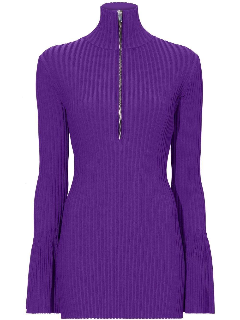 zipped rib-knit jumper