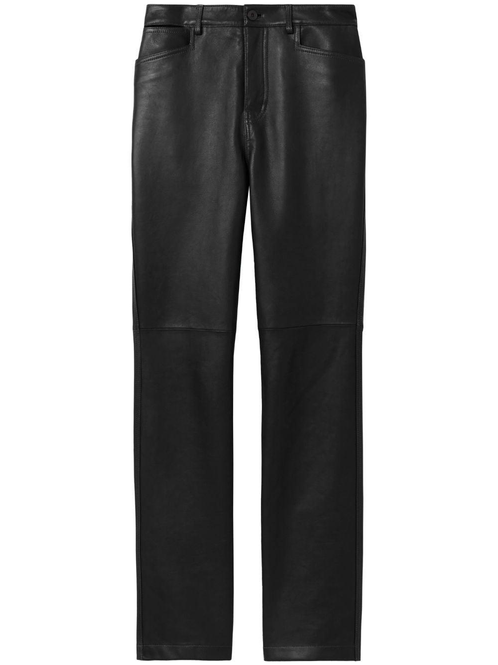 leather straight-leg trousers