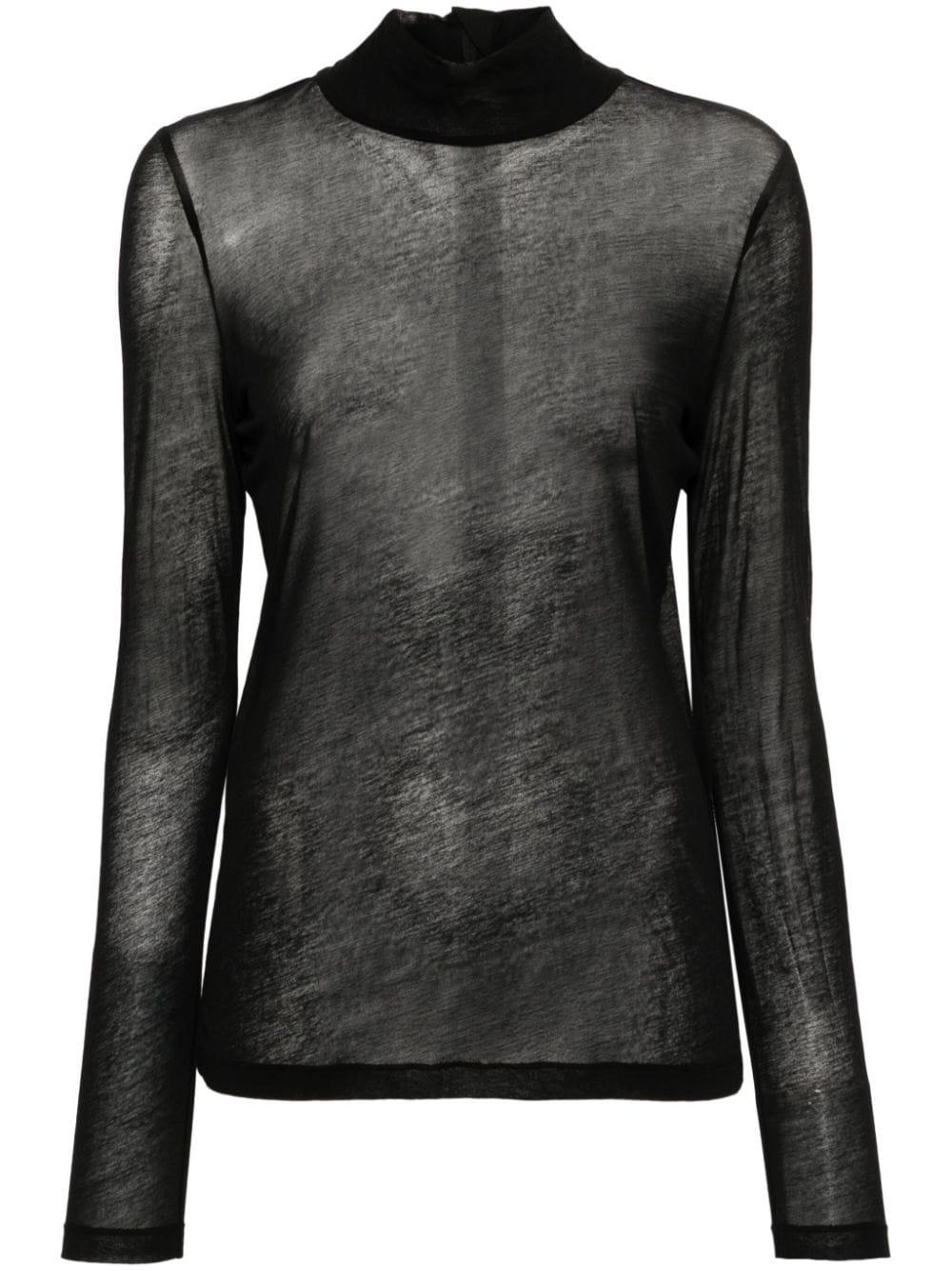 sheer turtleneck long-sleeve T-shirt 